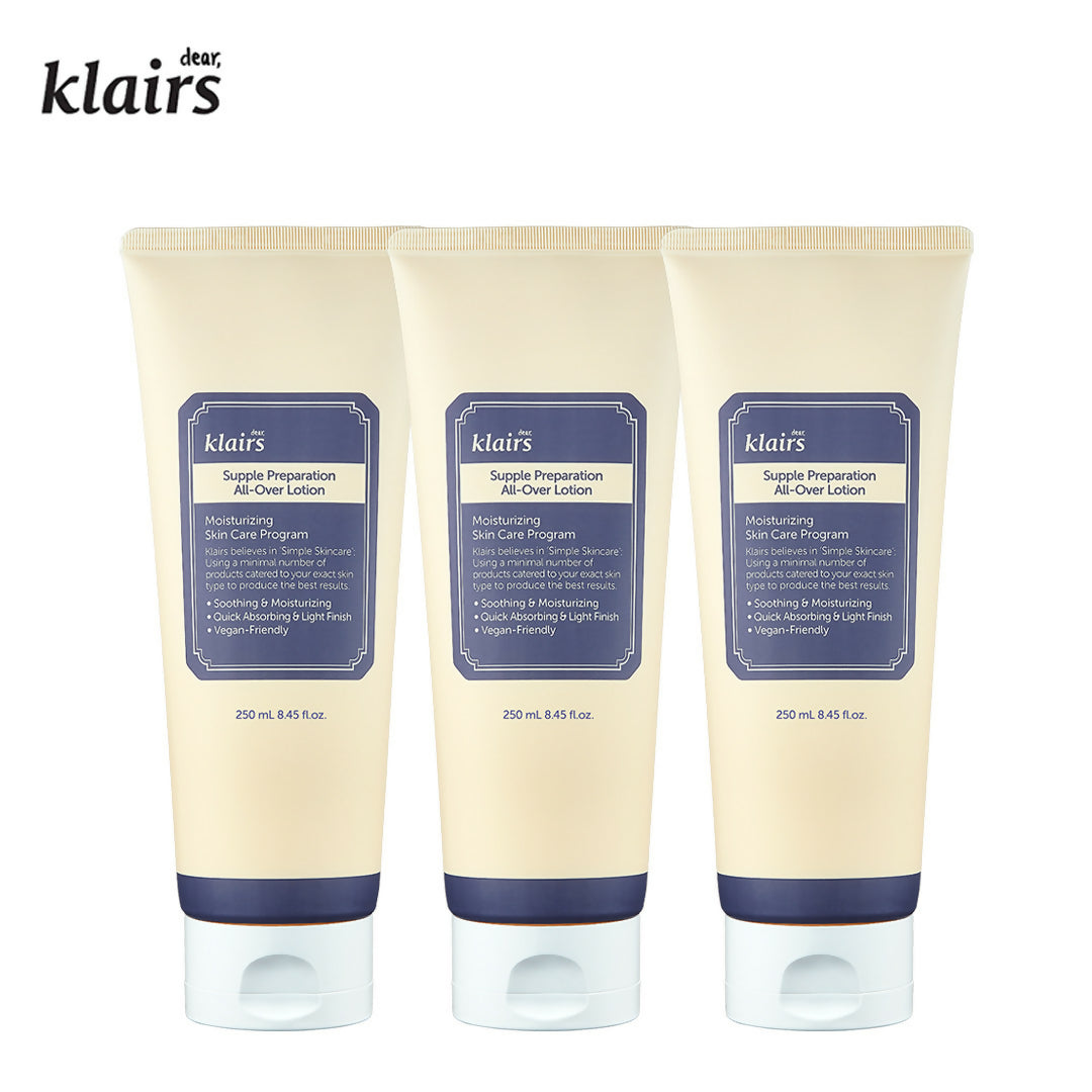 Klairs All Over Lotion 3PCS Daily Face & Body Moisturizer