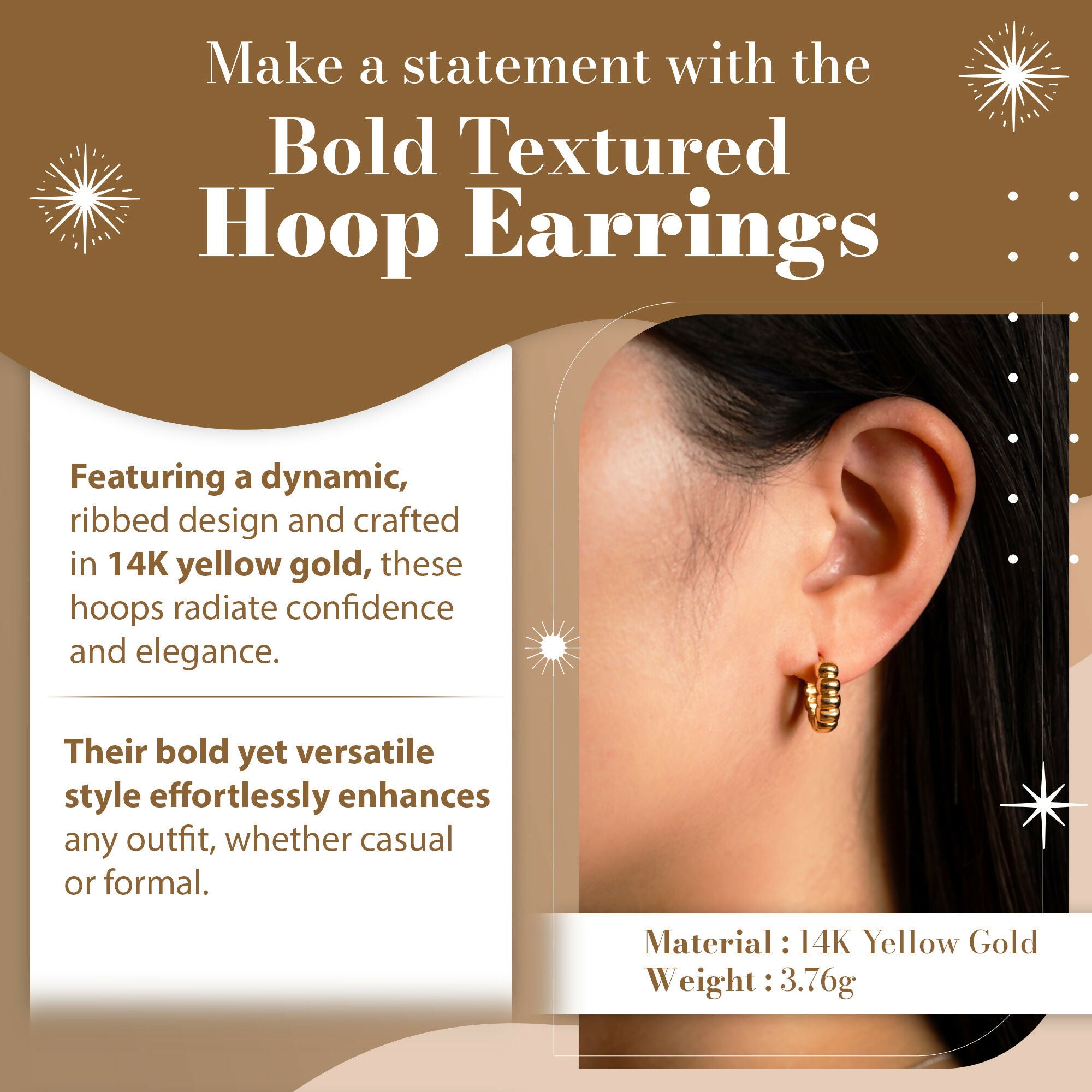 Bold Textured Hoop Earrings Image 2