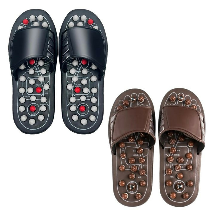 2 Pairs Acupressure Foot Massager Massage Slippers Shoes Reflexology Sandals (2 Colors)