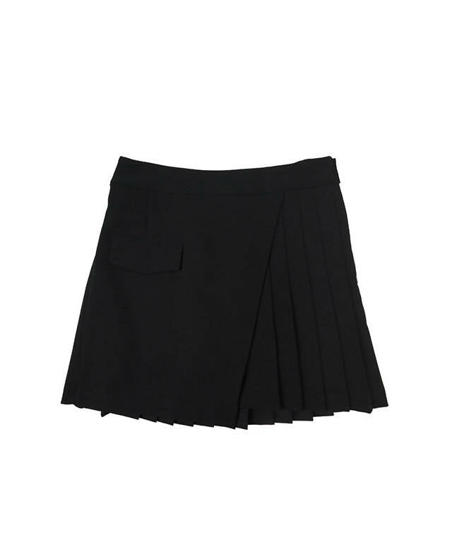 Warehouse Sale] BENECIA 12 Wrap Pleats Skirt- Black - ODK Shop